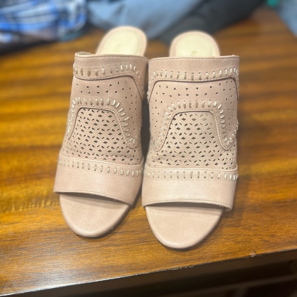 Altar'd State Shoes - Altar'd State Tan Perforated Mules